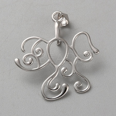 1Pc Rhodium Plated Sterling Silver Pendant Blank Shape Cabochon Settings STER-BC0002-91-1