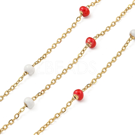 304 Stainless Steel Enamel Link Chains AJEW-Z028-09G-09-1