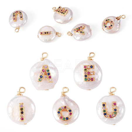 5Pcs 5 Styles Natural Cultured Freshwater Pearl Pendants PEAR-TA0001-30-1