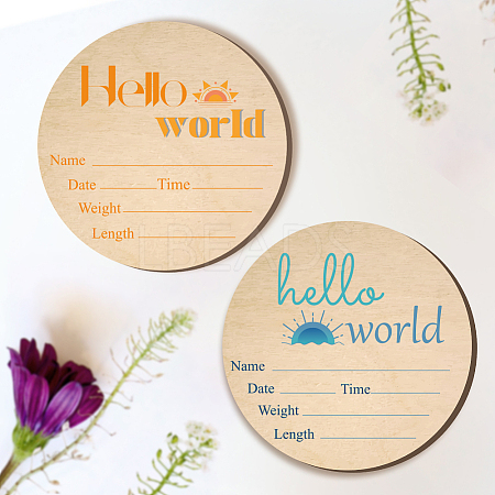 2Pcs 2 Style Single-face Printed Wooden Baby Photo Props DJEW-WH0600-006-1