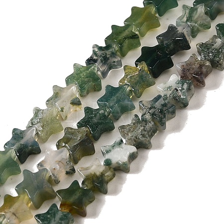 Natural Moss Agate Beads Strands G-G085-B17-02-1