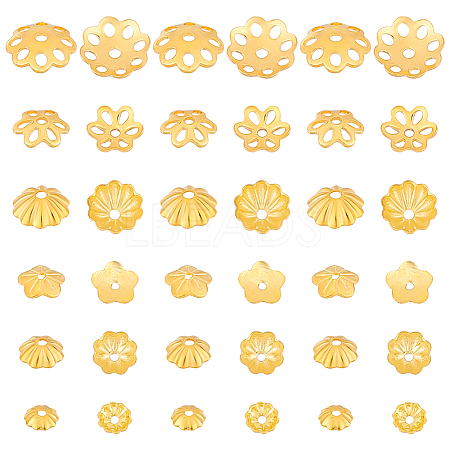 60Pcs 6 Styles 925 Sterling Silver Beads Caps STER-PH0001-76-1