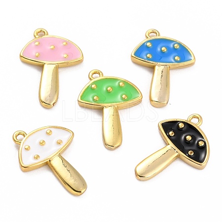 Autumn Theme Brass Enamel Pendants KK-P197-18G-1