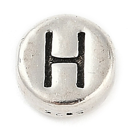 925 Sterling Silver Flat Round with Letter Beads LS-STER-G044-01AS-H-1