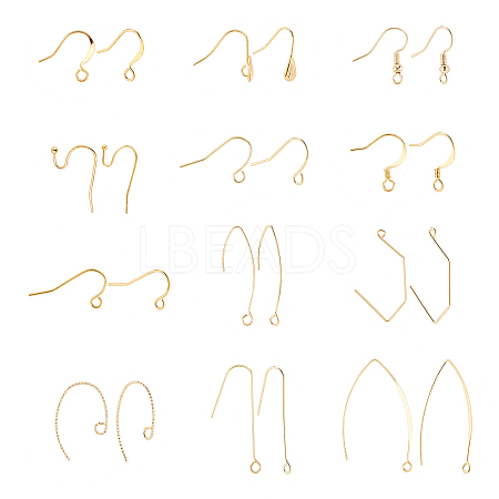 SUPERFINDINGS 96Pcs 12 Style Brass Earring Hooks KK-FH0004-41-1