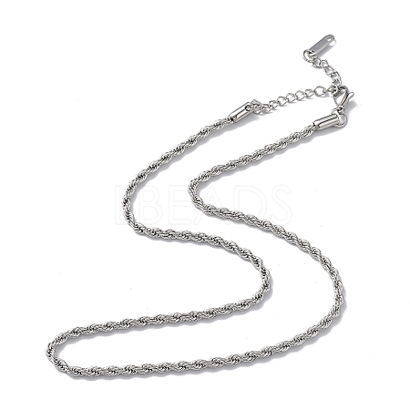 Non-Tarnish 304 Stainless Steel Rope Chain Necklace for Men Women NJEW-K245-023D-1