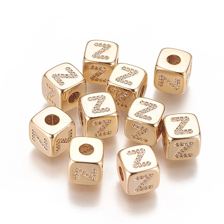Brass Micro Pave Cubic Zirconia Beads KK-K238-16G-Z-1