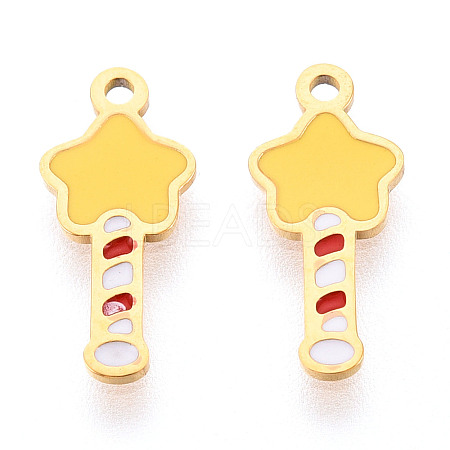 304 Stainless Steel Enamel Charms STAS-T065-55G-02-1