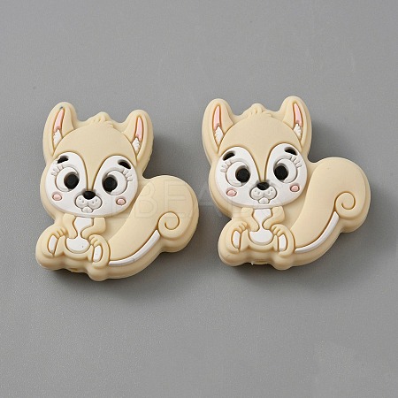 Squirrel Food Grade Eco-Friendly Silicone Beads LS-SIL-WH0012-030I-1