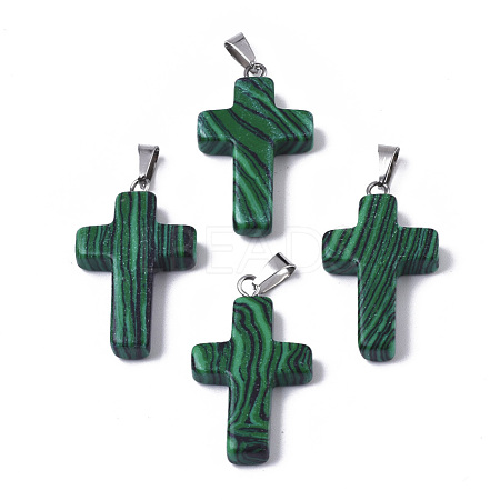 Synthetic Malachite Pendants G-J354-01A-1