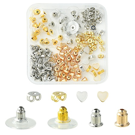 142Pcs 8 Style Brass & Silicone Earring Nuts KK-YW0001-44-1