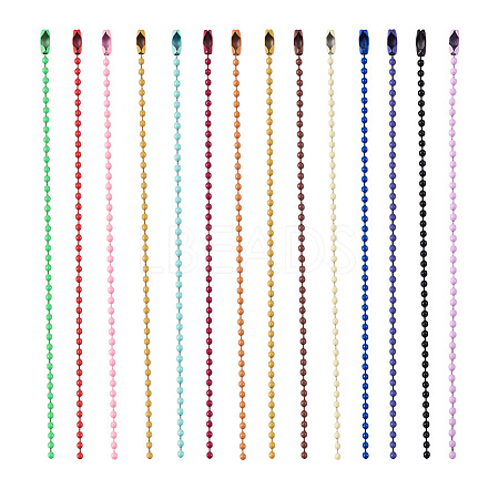 Yilisi 95Pcs 19 Colors Iron Ball Chains with Connectors CH-YS0001-01-1