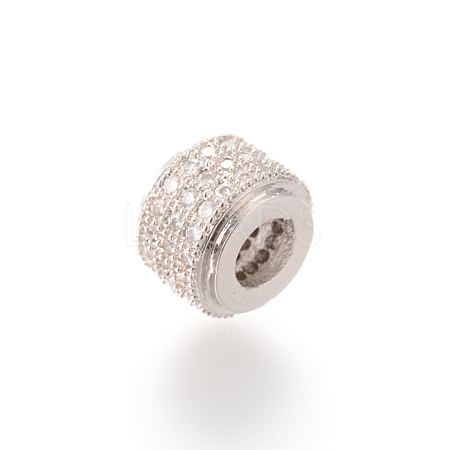 Brass Micro Pave Cubic Zirconia European Beads ZIRC-S053-YS013-2-1