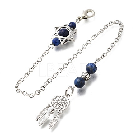 Round Natural Lapis Lazuli Dowsing Pendulums G-M447-07P-08-1