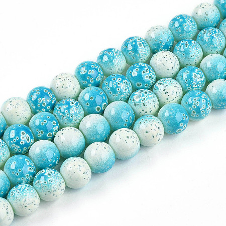 Transparent Baking Paint Glass Beads Strands DGLA-N009-8mm-05-1