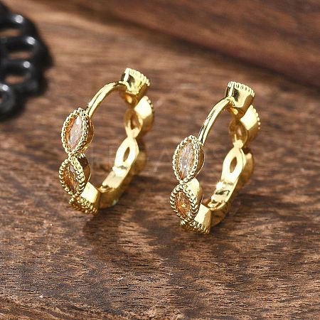 Brass Micro Pave Cubic Zirconia Huggie Hoop Earrings EJEW-K083-34G-B-1
