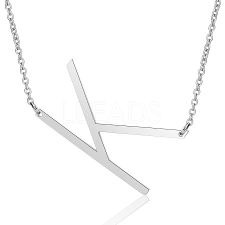 201 Stainless Steel Initial Pendants Necklaces NJEW-S069-JN003D-K-1