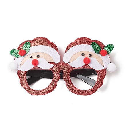 Christmas Plastic & Non-woven Fabric Glitter Glasses Frames LS-AJEW-E053-01B-1