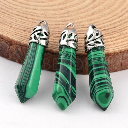 Bullet Malachite Pointed Pendants X-G-E332-C19-1