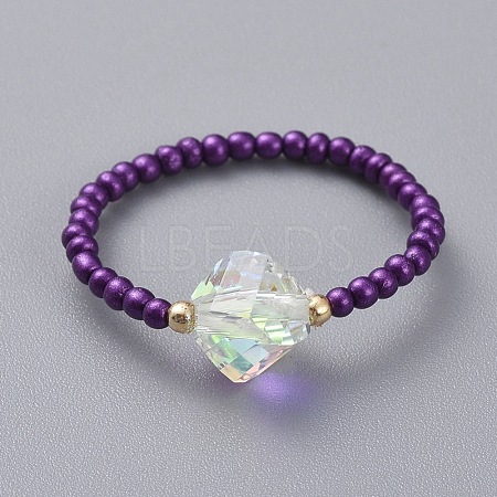 (Jewelry Parties Factory Sale)Glass Seed Beads Stretch Rings RJEW-JR00286-05-1