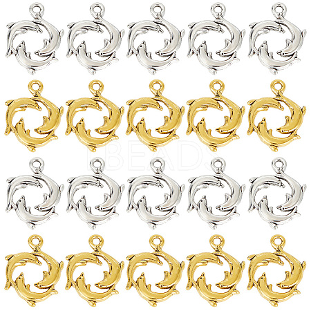 60Pcs 2 Colors Tibetan Style Alloy Pendants FIND-SC0004-94-1
