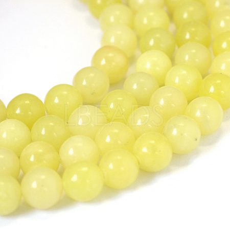 Natural Lemon Jade Round Bead Strands X-G-E334-8mm-07-1