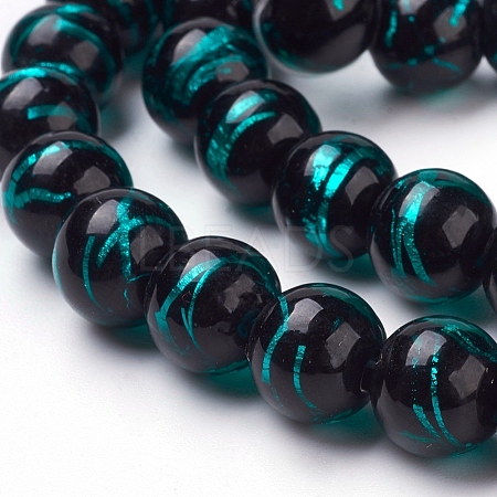 Handmade Silver Foil Lampwork Beads Strands FOIL-L016-C07-1