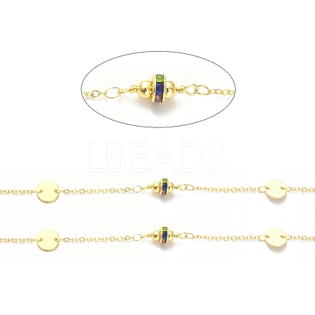 Rack Plating Brass Flat Round Link Chains CHC-F016-05G-1
