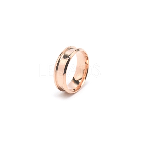 201 Stainless Steel Grooved Finger Ring Settings STAS-TAC0002-57F-RG-1