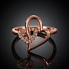 Romantic Heart Real Rose Gold Plated Brass Cubic Zirconia Finger Rings RJEW-BB08605-7RG-2