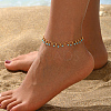 Bohemian Plastic Beads Brass Circle Link Chain Anklets for Beach Vacation Summer Foot Jewelry VQ8618-3