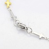 Two Tone Religious Catholic Jewelry 304 Stainless Steel Cross Link Chain Bracelets STAS-O036-09M-3