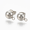 Non-Tarnish 201 Stainless Steel Stud Earring Findings STAS-Q225-16A-6mm-1