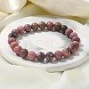 Natural Rhodonite Beads Stretch Bracelets X-BJEW-F380-01-B16-5
