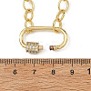 Brass Cable Chain Necklaces with Brass Micro Pave Clear Cubic Zirconia Oval Screw Carabiner Lock Charms NJEW-JN06422-3