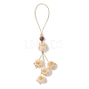 Cute Cat Paw Lucky Cat Carved Natural Bodhi Root & Natural Sandalwood Pendant Decorations HJEW-TA00455-1
