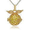 Golden Tone Brass Hollow Round Cage Pendants KK-J230-04G-1