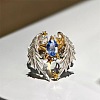 Alloy Rhinestone Wing Cuff Open Rings for Women WG253F1-01-1