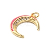 Moon Rack Plating Brass Micro Pave Cubic Zirconia Enamel Pendants KK-G504-06G-04-2