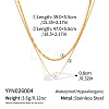 304 Stainless Steel Double Layer Necklaces with White Round Faux Pearl Pendants for Women KQ2558-6