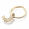 Brass Micro Pave Clear Cubic Zirconia Cuff Rings RJEW-S045-009G-NR-3
