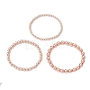 3Pcs Electroplate Non-magnetic Synthetic Hematite Round Beads Stretch Bracelets for Women BJEW-JB11944-2