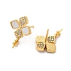 Brass Micro Pave Cubic Zirconia Shell Stud Earrings Findings KK-D363-03G-2