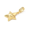 Brass Micro Pave Clear Cubic Zirconia Star European Dangle Charms KK-U044-07G-2