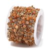 Natural Red Aventurine & 304 Stainless Steel Beads Link Chains CHS-K021-08A-05-2