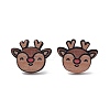 Christmas Printed Wooden Stud Earrings LS-EJEW-D046-06-2