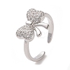 Brass Micro Pave Cubic Zirconia Open Cuff Ring RJEW-K256-58H-P-1