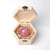 Natural Rose Quartz Round Ball Display Decorations with Wooden Box PW-WG82916-01-1