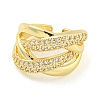 Brass Micro Pave Cubic Zirconia Open Cuff Ring AJEW-U003-11G-2