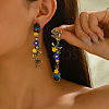 Alloy & Resin & Rhinestone Bird with Flower Stud Dangle Earrings for Women WG2278B-01-3